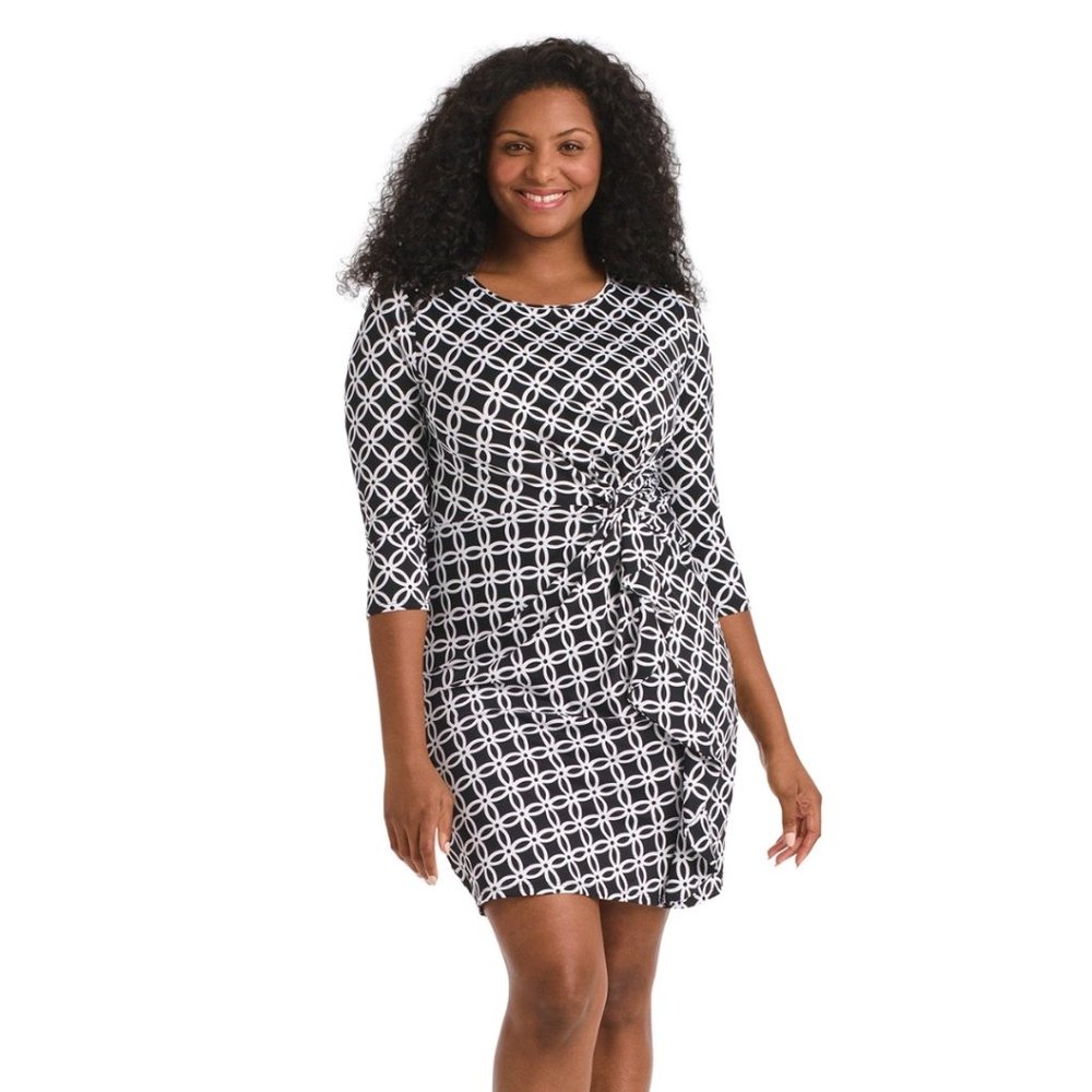 NY Collection Black white geometric dress